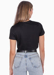 Camiseta crop manga corta color negro para mujer - Flashy