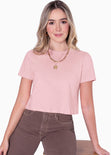 Camiseta crop manga corta color rosado para mujer - Flashy