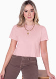 Camiseta crop manga corta color rosado para mujer - Flashy