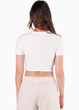 Camiseta crop y bordado color blanco, marfil para mujer - Flashy
