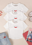 Camiseta crop y bordado color blanco, marfil para mujer - Flashy