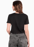 Camiseta cropped con brillo color negro para mujer - Flashy