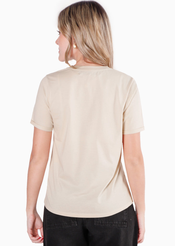 Camiseta estampada "Arizona" color beige para mujer - Flashy