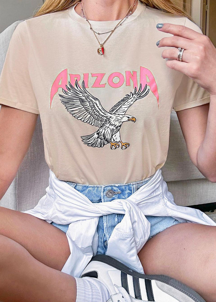 Camiseta estampada "Arizona" color beige para mujer - Flashy