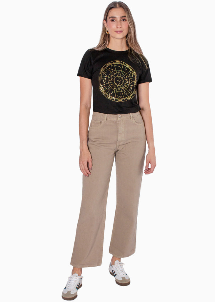 Camiseta estampada astral color negro para mujer - Flashy