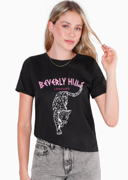 Camiseta estampada "Beverly Hills leopard"  para mujer - Flashy