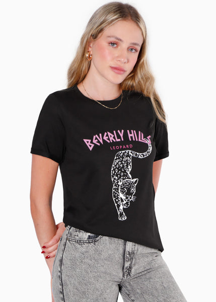 Camiseta estampada "Beverly Hills leopard"  para mujer - Flashy