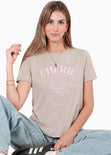 Camiseta estampada "Cherie" color beige para mujer - Flashy