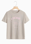 Camiseta estampada "Cherie" color beige para mujer - Flashy