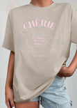 Camiseta estampada "Cherie" color beige para mujer - Flashy