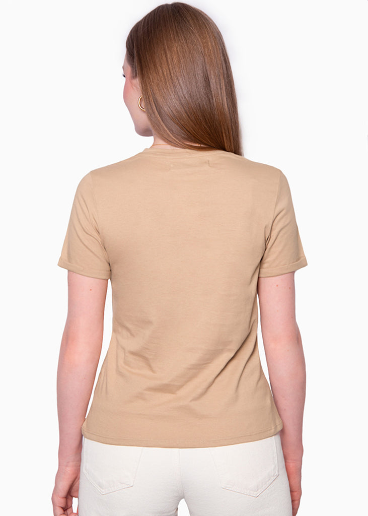 Camiseta estampada "Dare to be fierce" color beige para mujer - Flashy
