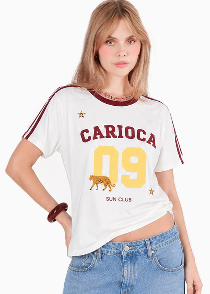 Camiseta estampada de color marfil - MARACANA