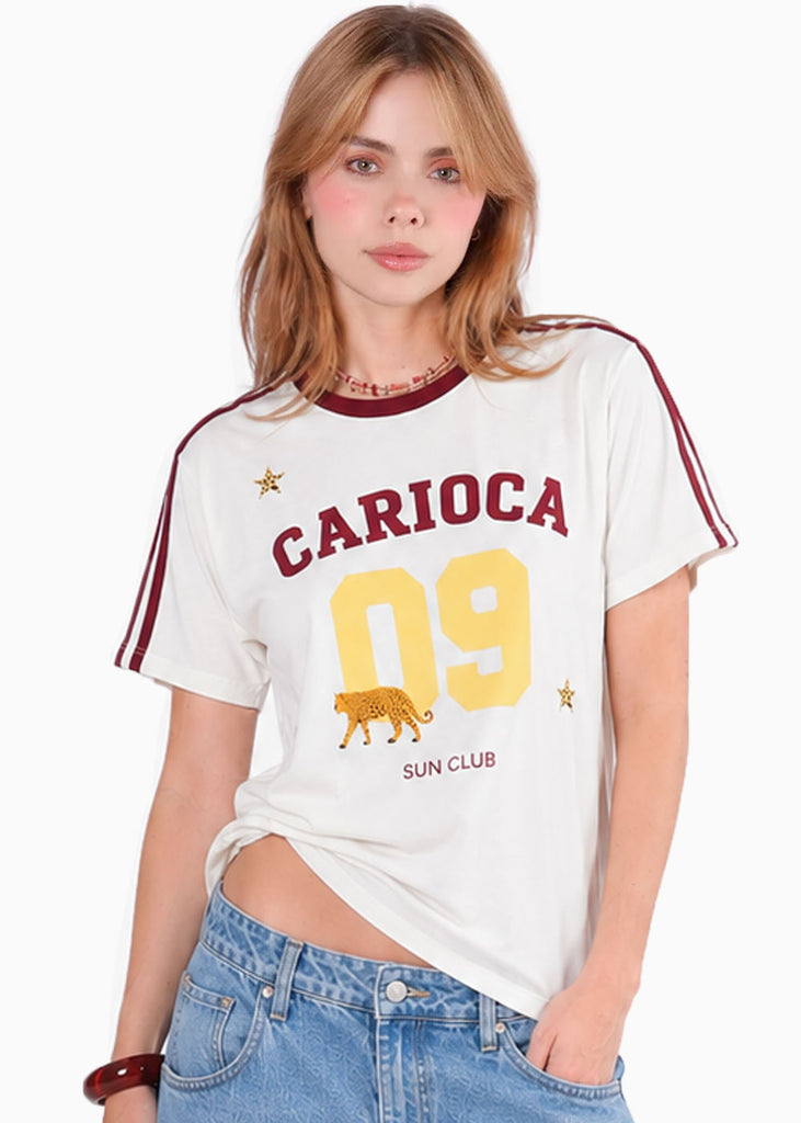 Camiseta estampada de color marfil - MARACANA