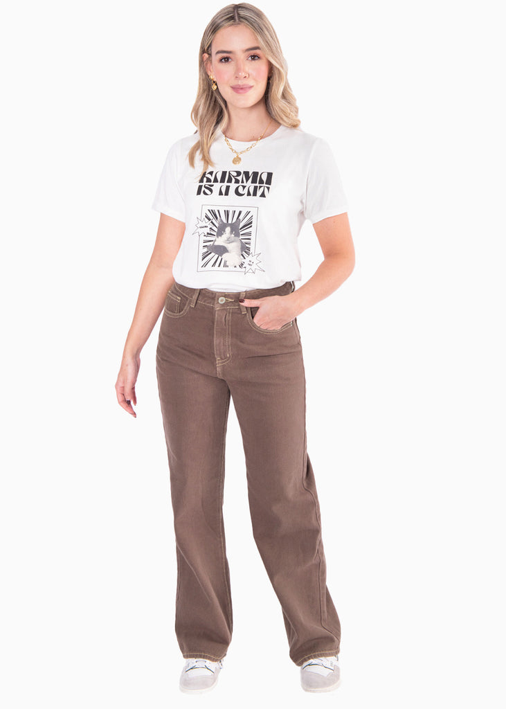 Camiseta estampada "Karma is a cat" - PASQUINA