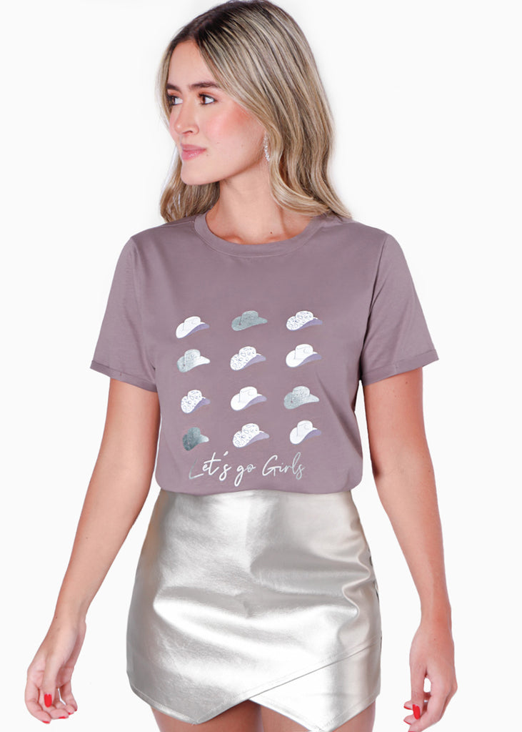 Camiseta estampada "Let´s go girls" color morado para mujer - Flashy
