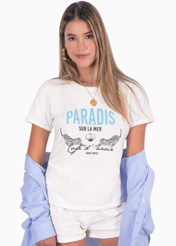 Camiseta estampada "Paradis sur la mer" - THEA