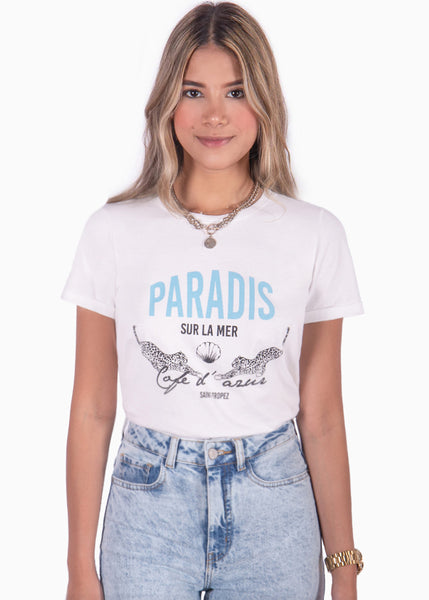 Camiseta estampada "Paradis sur la mer" - THEA