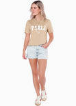 Camiseta estampada "Paris" color beige para mujer - Flashy