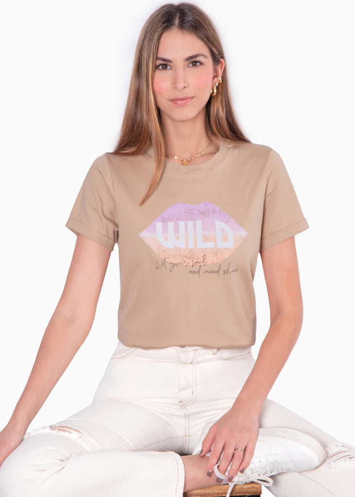 Camiseta estampada "Wild, let your soul and mind shine"  para mujer - Flashy