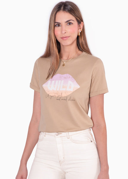 Camiseta estampada "Wild, let your soul and mind shine"  para mujer - Flashy