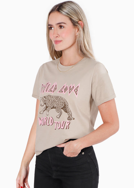 Camiseta estampada "Wild love world tour"  para mujer - Flashy