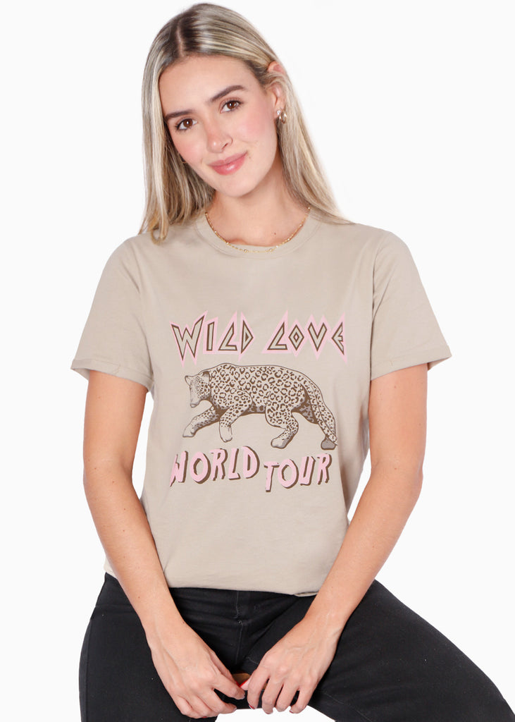 Camiseta estampada "Wild love world tour"  para mujer - Flashy