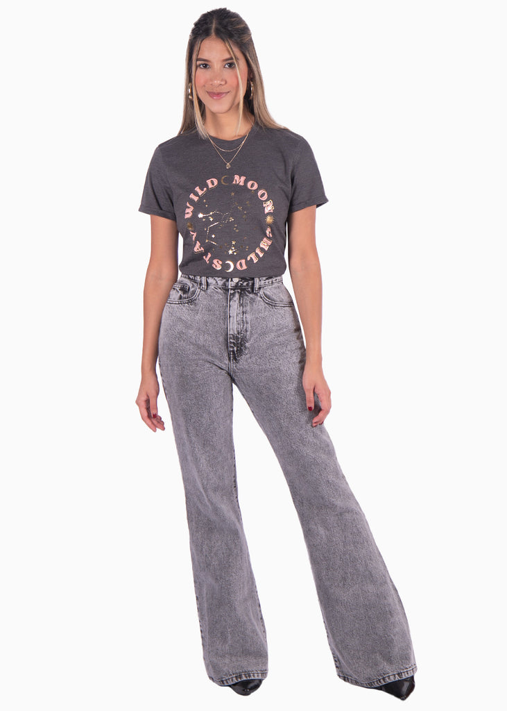 Camiseta estampada "Wild moon" color gris para mujer - Flashy