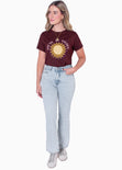 Camiseta estampada "You're so golden" color vino para mujer - Flashy