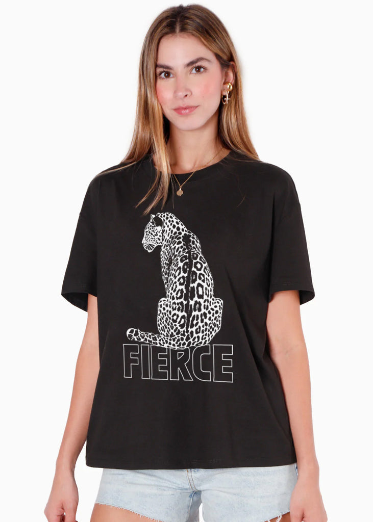 Camiseta oversize estampada "Fierce" color gris para mujer - Flashy