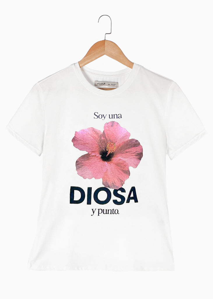 Camiseta con estampado "Soy una DIOSA y punto." color blanco, marfil para mujer - Flashy