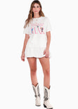 Camiseta oversized estampada "Festa do mar" color blanco, marfil para mujer - Flashy