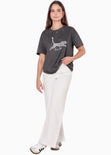 Camiseta oversized estampada "Fierce Club" color gris para mujer - Flashy