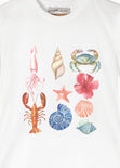Camiseta estampada color blanco, marfil para mujer - Flashy