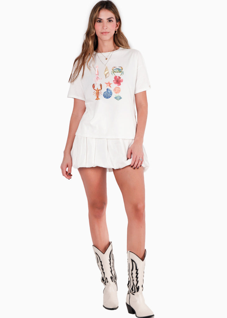 Camiseta estampada color blanco, marfil para mujer - Flashy