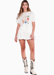 Camiseta estampada color blanco, marfil para mujer - Flashy