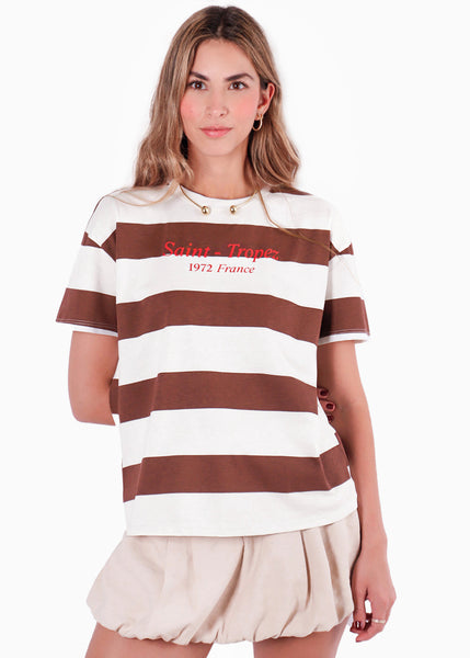 Camiseta oversized rayas estampada "Saint Tropez" para mujer - Flashy