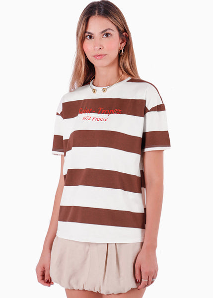 Camiseta oversized rayas estampada "Saint Tropez" para mujer - Flashy