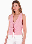 Chaleco a rayas con anudado en frente color rojo para mujer - Flashy