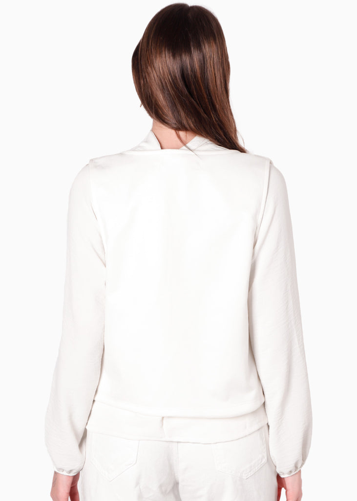 Chaleco abierto con entrelazado decorativo en contraste color blanco, marfil para mujer - Flashy