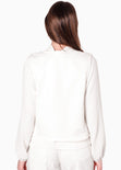 Chaleco abierto con entrelazado decorativo en contraste color blanco, marfil para mujer - Flashy