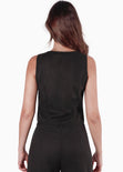 Chaleco con anudado en frente color negro para mujer - Flashy