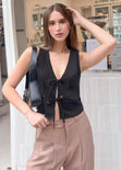 Chaleco con anudado en frente color negro para mujer - Flashy
