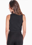 Chaleco con lentejuelas y anudados en frente color negro para mujer - Flashy