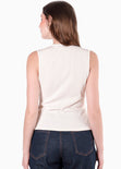 Chaleco con perilla cruzada y botones dorados color marfil, blanco para mujer - Flashy