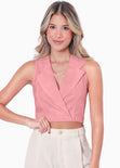Chaleco corto con anudado en espalda color rosado para mujer - Flashy