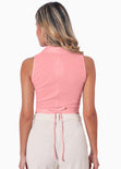 Chaleco corto con anudado en espalda color rosado para mujer - Flashy