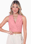 Chaleco corto con anudado en espalda color rosado para mujer - Flashy