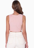 Chaleco tipo sastre corto de corduroy con botones color rosado para mujer - Flashy