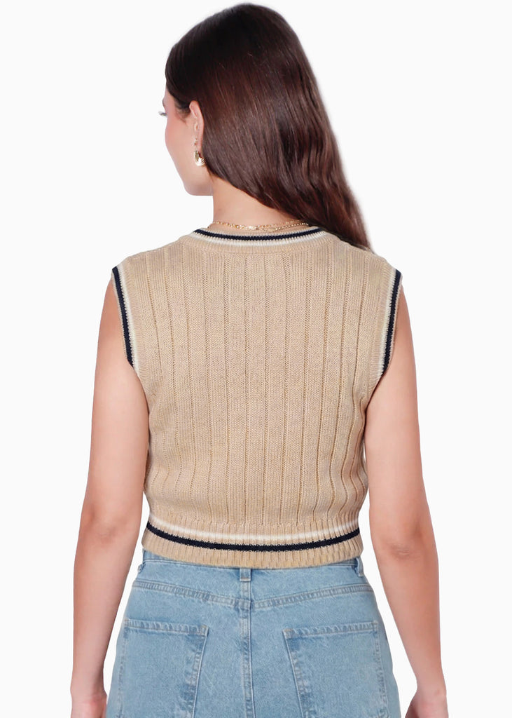 Chaleco corto tejido con sesgos en contraste - PORTLAND