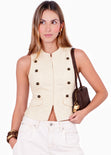 Chaleco de cierre con botones de color beige - MAGALLAN